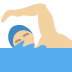 man swimming: medium-light skin tone on Twitter/X
