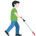 man with white cane facing right: light skin tone on Twitter/X