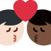 kiss: man, man, light skin tone, dark skin tone on Twitter/X