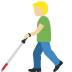 man with white cane: medium-light skin tone on Twitter/X