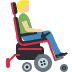 man in motorized wheelchair facing right: medium-light skin tone on Twitter/X