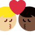 kiss: man, man, medium-light skin tone, dark skin tone on Twitter/X