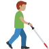 man with white cane facing right: medium skin tone on Twitter/X