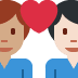 couple with heart: man, man, medium skin tone, light skin tone on Twitter/X