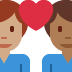 couple with heart: man, man, medium skin tone, medium-dark skin tone on Twitter/X
