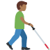man with white cane facing right: medium-dark skin tone on Twitter/X