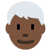 man: dark skin tone, white hair on Twitter/X