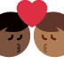kiss: man, man, dark skin tone, medium-dark skin tone on Twitter/X