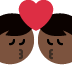 kiss: man, man, dark skin tone on Twitter/X
