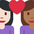 couple with heart: woman, woman, light skin tone, medium-dark skin tone on Twitter/X