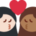 kiss: woman, woman, light skin tone, medium-dark skin tone on Twitter/X