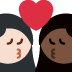kiss: woman, woman, light skin tone, dark skin tone on Twitter/X