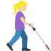 woman with white cane facing right: medium-light skin tone on Twitter/X