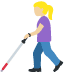 woman with white cane: medium-light skin tone on Twitter/X