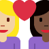 couple with heart: woman, woman, medium-light skin tone, dark skin tone on Twitter/X