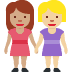 women holding hands: medium skin tone, medium-light skin tone on Twitter/X