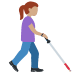 woman with white cane facing right: medium skin tone on Twitter/X