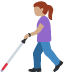 woman with white cane: medium skin tone on Twitter/X