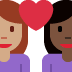 couple with heart: woman, woman, medium skin tone, dark skin tone on Twitter/X