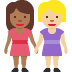 women holding hands: medium-dark skin tone, medium-light skin tone on Twitter/X
