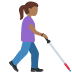 woman with white cane facing right: medium-dark skin tone on Twitter/X