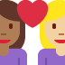 couple with heart: woman, woman, medium-dark skin tone, medium-light skin tone on Twitter/X