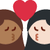 kiss: woman, woman, medium-dark skin tone, light skin tone on Twitter/X