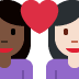 couple with heart: woman, woman, dark skin tone, light skin tone on Twitter/X