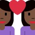 couple with heart: woman, woman, dark skin tone on Twitter/X