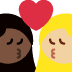 kiss: woman, woman, dark skin tone, medium-light skin tone on Twitter/X