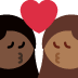 kiss: woman, woman, dark skin tone, medium-dark skin tone on Twitter/X