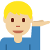 man tipping hand: medium-light skin tone on Twitter/X