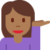 woman tipping hand: medium-dark skin tone on Twitter/X