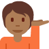 person tipping hand: medium-dark skin tone on Twitter/X