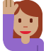 woman raising hand: medium skin tone on Twitter/X