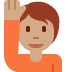 person raising hand: medium skin tone on Twitter/X
