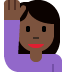 woman raising hand: dark skin tone on Twitter/X