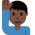 man raising hand: dark skin tone on Twitter/X