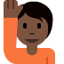 person raising hand: dark skin tone on Twitter/X