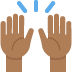 raising hands: medium-dark skin tone on Twitter/X