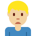 man frowning: medium-light skin tone on Twitter/X