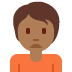 person frowning: medium-dark skin tone on Twitter/X