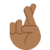 crossed fingers: medium-dark skin tone on Twitter/X