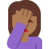 woman facepalming: medium-dark skin tone on Twitter/X