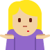 woman shrugging: medium-light skin tone on Twitter/X