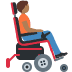 person in motorized wheelchair facing right: medium-dark skin tone on Twitter/X