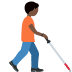 person with white cane facing right: dark skin tone on Twitter/X