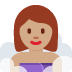 woman in steamy room: medium skin tone on Twitter/X