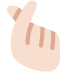 hand with index finger and thumb crossed: light skin tone on Twitter/X