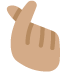 hand with index finger and thumb crossed: medium skin tone on Twitter/X